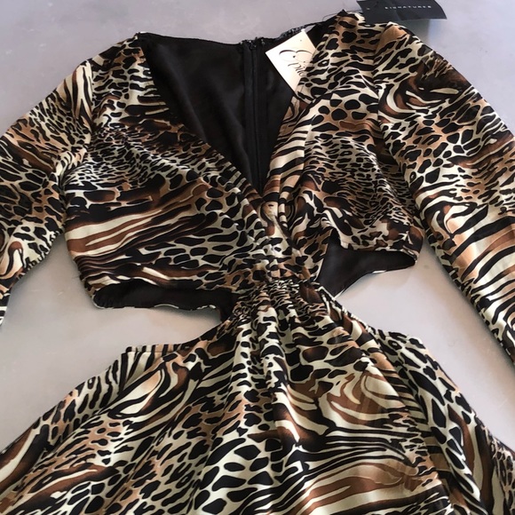 Trendy Animal Print Cut-Out Flare Mini Dress - Picture 3 of 5